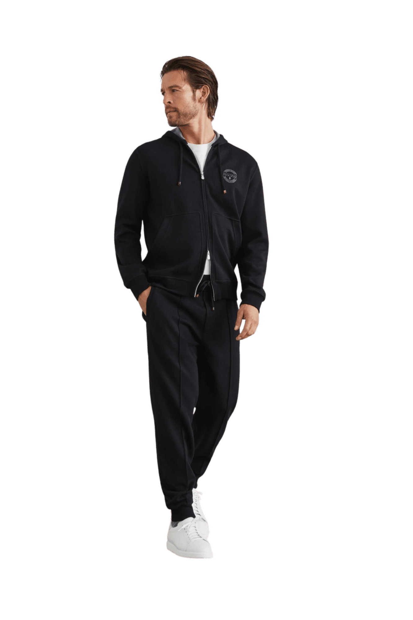 <tc>Brunello Cucinelli</tc> เสื้อยืดคอกลมผ้าเจอร์ซีย์คอตตอนสำหรับผู้ชายพร้อมโลโก้