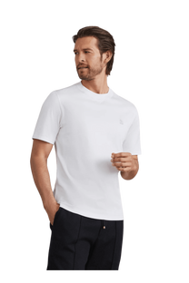 <tc>Brunello Cucinelli</tc> เสื้อยืดคอกลมผ้าเจอร์ซีย์คอตตอนสำหรับผู้ชายพร้อมโลโก้