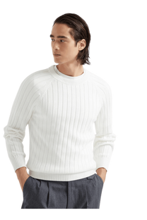 <tc>Brunello Cucinelli</tc> Suéter de punto acanalado de algodón para hombre