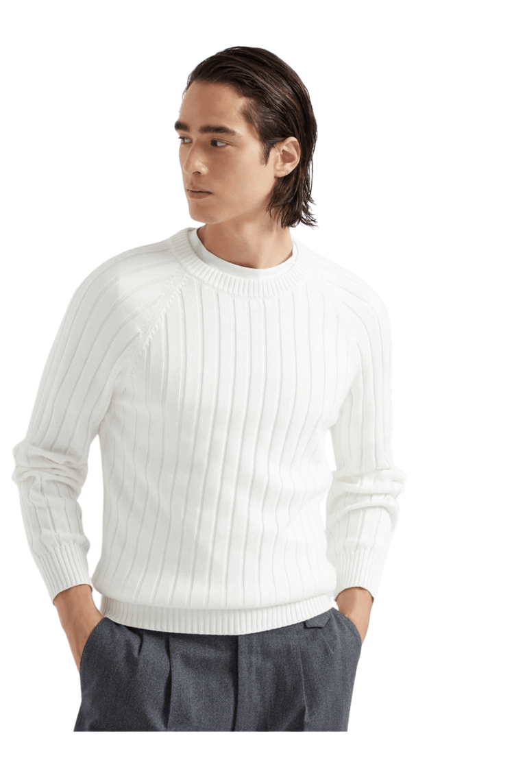 <tc>Brunello Cucinelli</tc> Suéter de punto acanalado de algodón para hombre