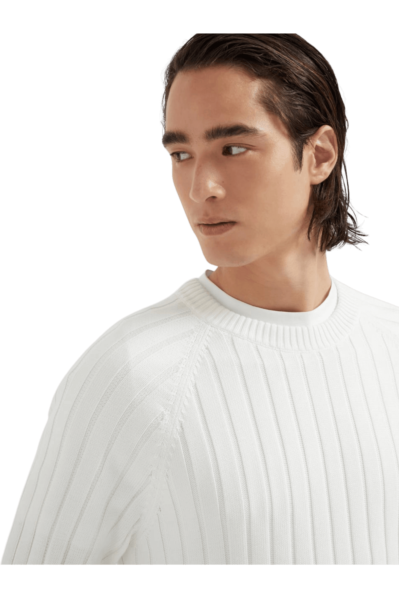 <tc>Brunello Cucinelli</tc> Suéter de punto acanalado de algodón para hombre