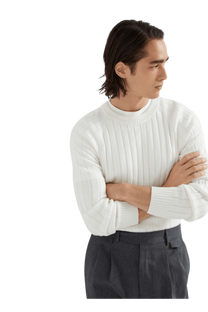 <tc>Brunello Cucinelli</tc> Suéter de punto acanalado de algodón para hombre