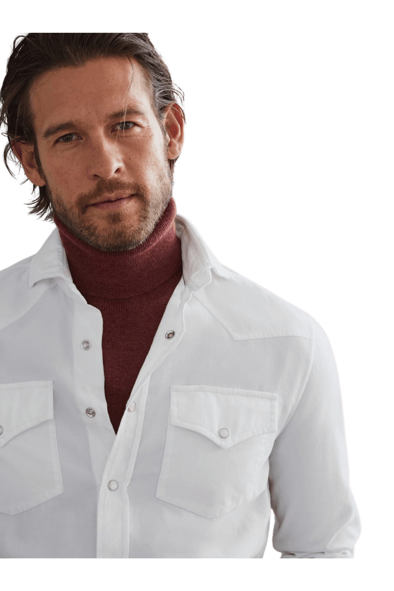 <tc>Brunello Cucinelli</tc> เสื้อเชิ้ตคาวบอยชาย ทรงเข้ารูป ย้อมสี