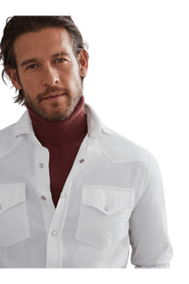 <tc>Brunello Cucinelli</tc> เสื้อเชิ้ตคาวบอยชาย ทรงเข้ารูป ย้อมสี