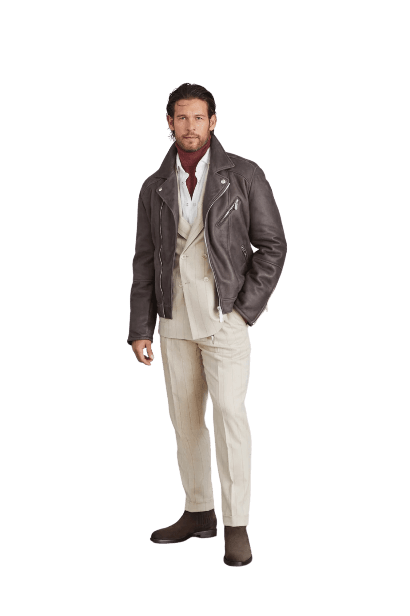 <tc>Brunello Cucinelli</tc> เสื้อเชิ้ตคาวบอยชาย ทรงเข้ารูป ย้อมสี