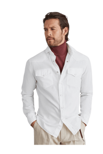<tc>Brunello Cucinelli</tc> เสื้อเชิ้ตคาวบอยชาย ทรงเข้ารูป ย้อมสี