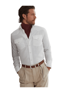 <tc>Brunello Cucinelli</tc> เสื้อเชิ้ตคาวบอยชาย ทรงเข้ารูป ย้อมสี