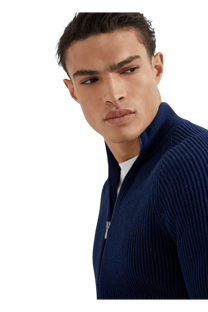 <tc>Brunello Cucinelli</tc> 男士 Malfilé 棉質英式羅紋拉鍊開襟衫