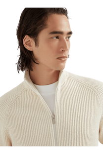<tc>Brunello Cucinelli</tc> 男士 Malfilé 棉質英式羅紋拉鍊開襟衫