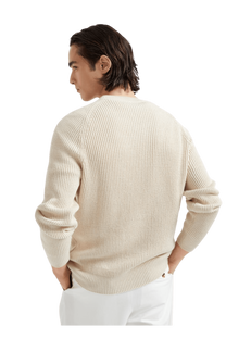 <tc>Brunello Cucinelli</tc> 男士 Malfilé 棉質英式羅紋插肩袖毛衣