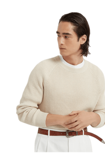 <tc>Brunello Cucinelli</tc> 男士 Malfilé 棉質英式羅紋插肩袖毛衣