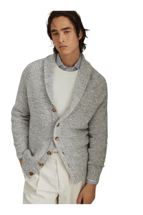 <tc>Brunello Cucinelli</tc> Cárdigan de cachemira Mouliné para hombre con mangas raglán