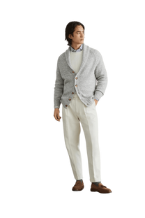 <tc>Brunello Cucinelli</tc> Cárdigan de cachemira Mouliné para hombre con mangas raglán