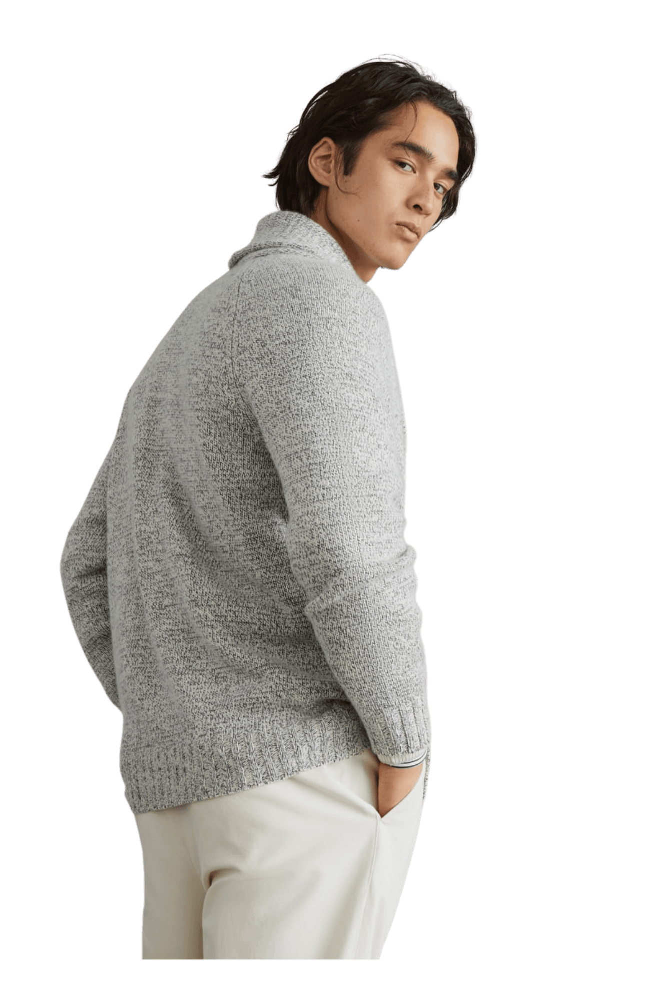 <tc>Brunello Cucinelli</tc> Cárdigan de cachemira Mouliné para hombre con mangas raglán