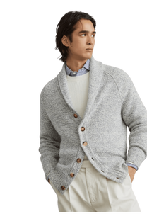 <tc>Brunello Cucinelli</tc> Cárdigan de cachemira Mouliné para hombre con mangas raglán