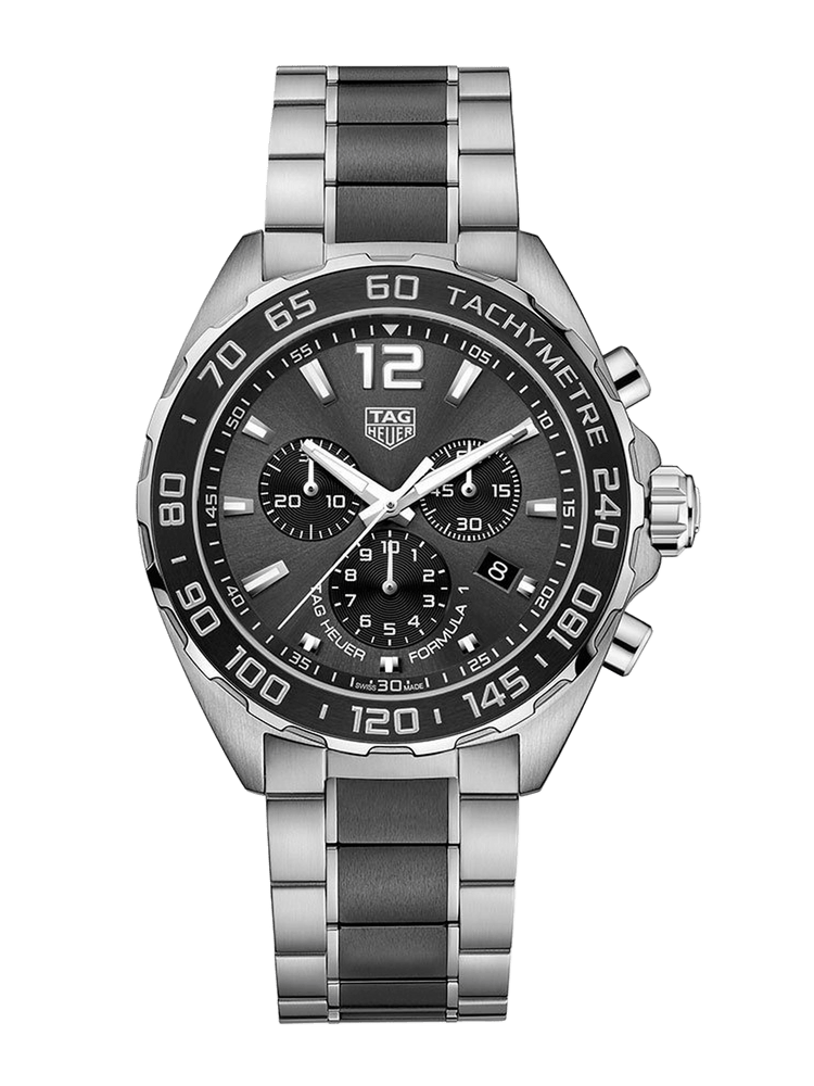 TAG Heuer Formula 1 Chronograph Quartz Steel & Black Ceramic Band 43mm Men's Watch