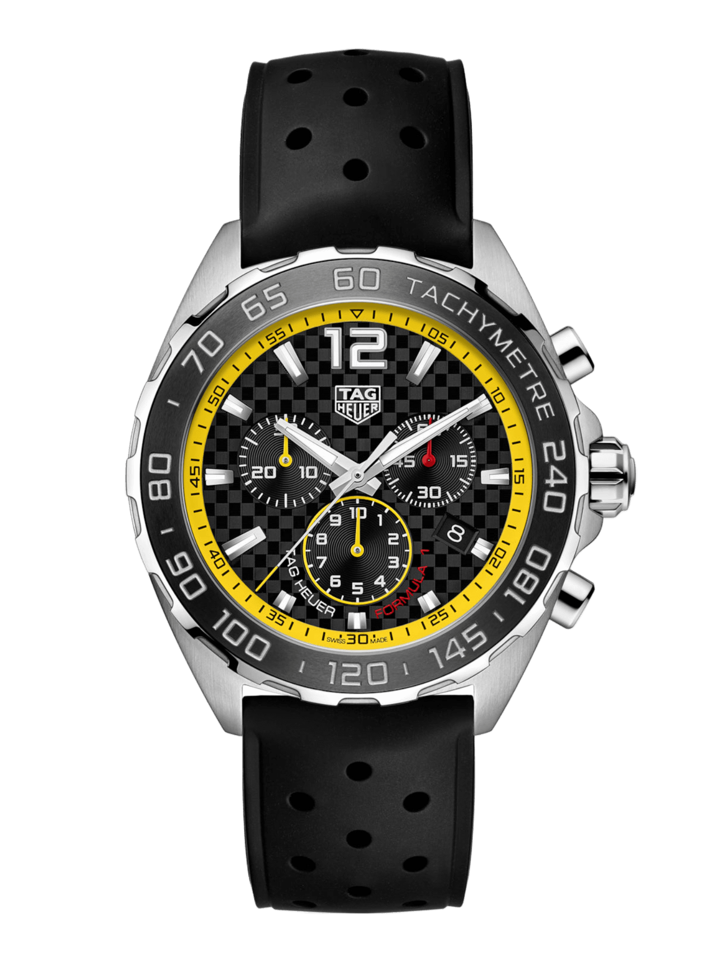 TAG Heuer Formula 1 Chronograph Quartz Black Dial Rubber Strap 43mm Men's Watch