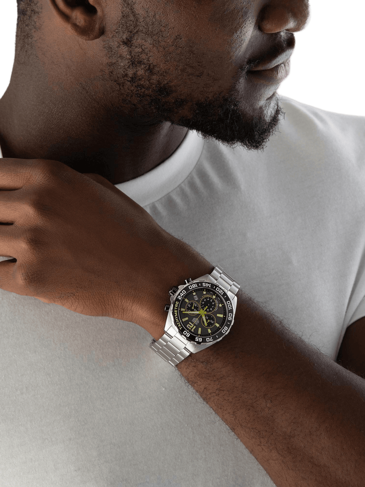 TAG Heuer Formula 1 Chronograph Grey Dial Lime-Yellow Trims 43mm Men's Watch