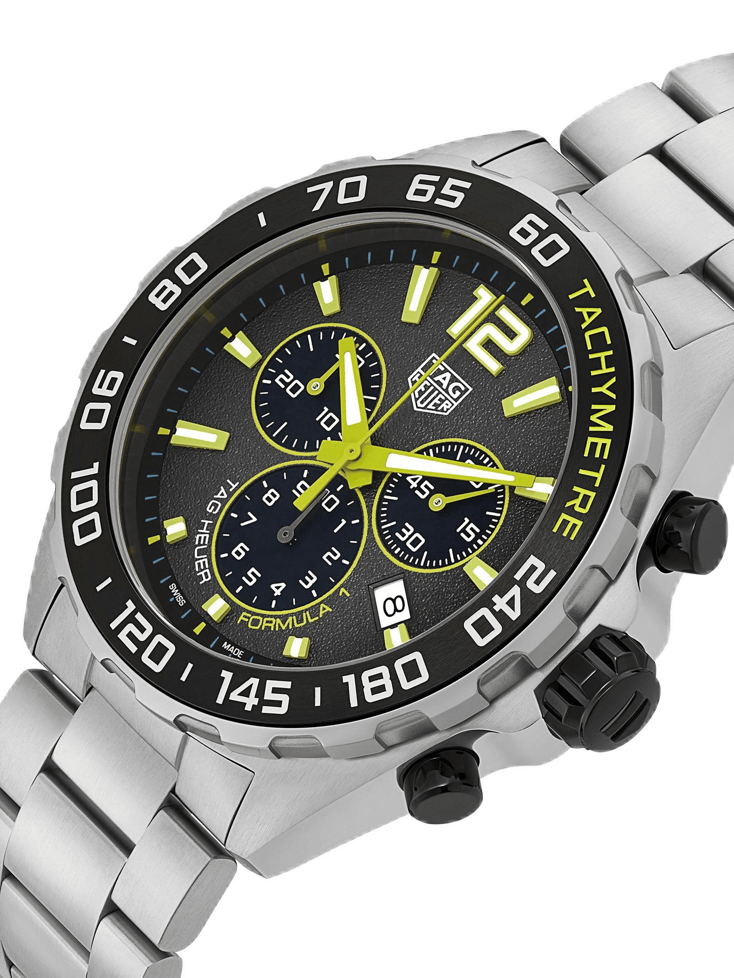 TAG Heuer Formula 1 Chronograph Grey Dial Lime-Yellow Trims 43mm Men's Watch
