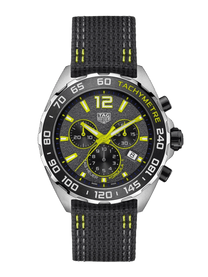 TAG Heuer Formula 1 Chronograph Grey Dial Lime-Yellow Trims Nylon Strap 43mm Men's Watch
