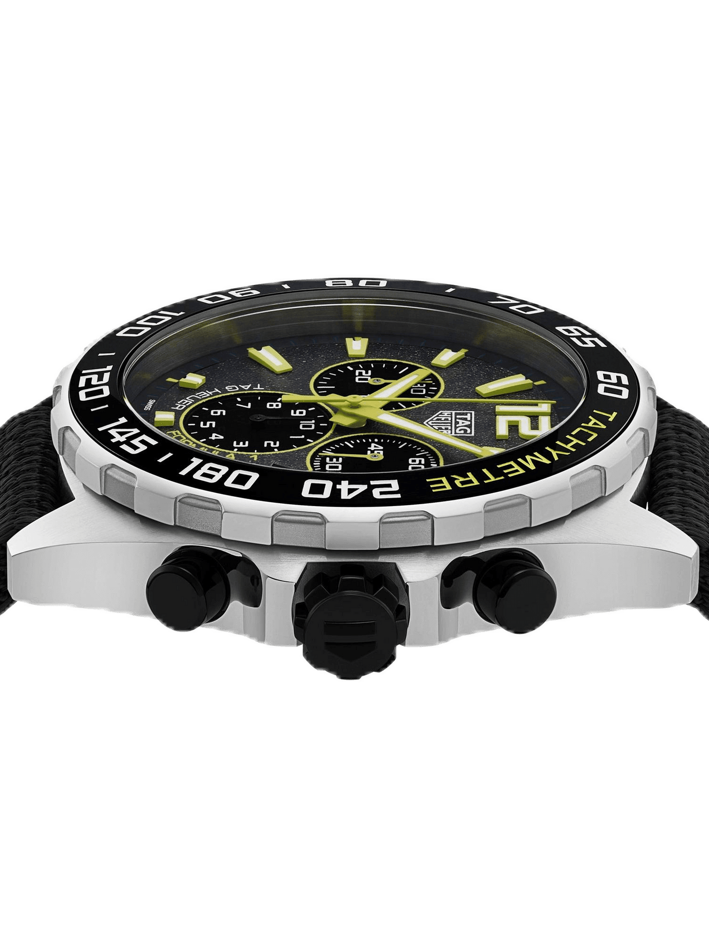 TAG Heuer Formula 1 Chronograph Grey Dial Lime-Yellow Trims Nylon Strap 43mm Men's Watch