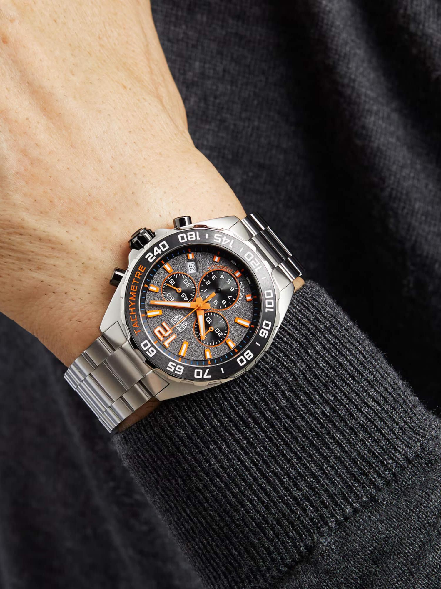 TAG Heuer Formula 1 Chronograph Grey Dial Orange Trims 43mm Men's TAG Heuer Formula 1 Chronograph Grey Dial Orange Trims 43mm Men's