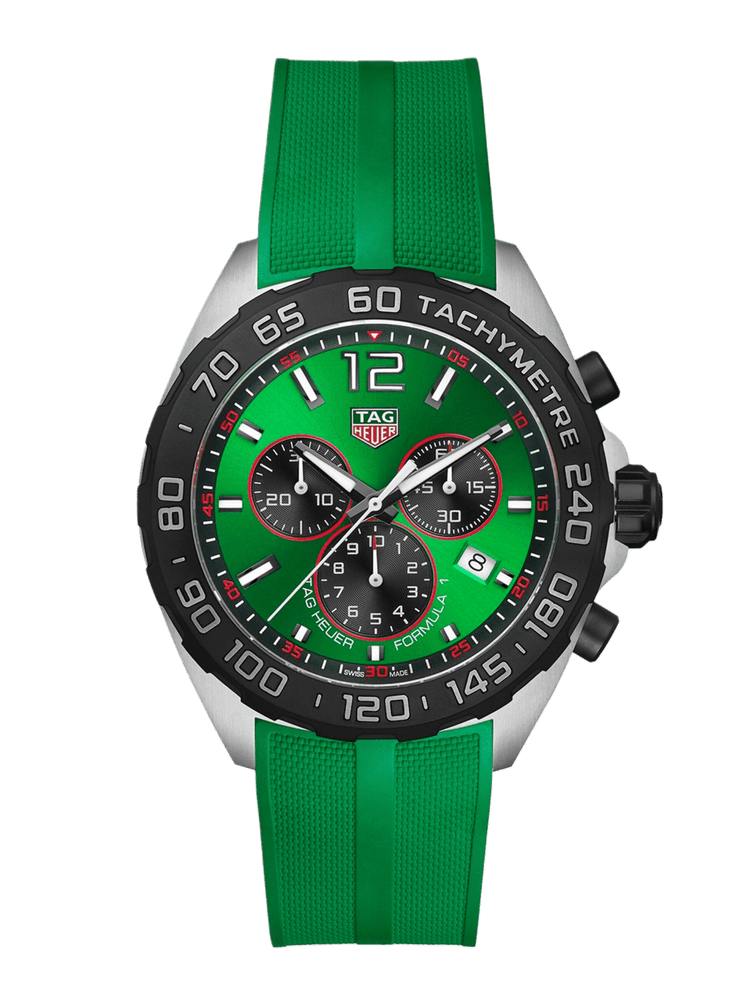 TAG Heuer Formula 1 Chronograph Quartz Green Dial & Rubber 43mm Men's Watch