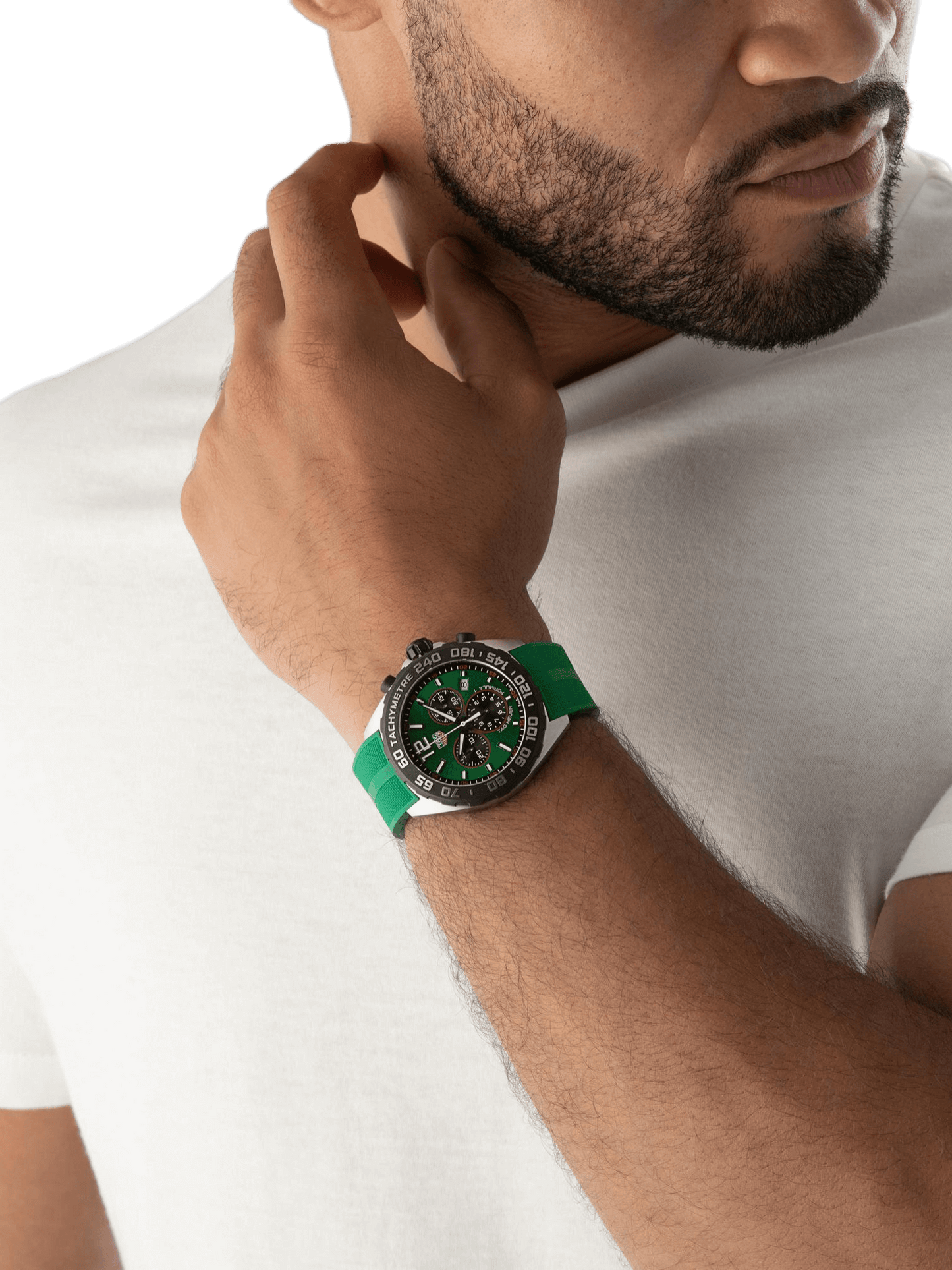 TAG Heuer Formula 1 Chronograph Quartz Green Dial & Rubber 43mm Men's Watch