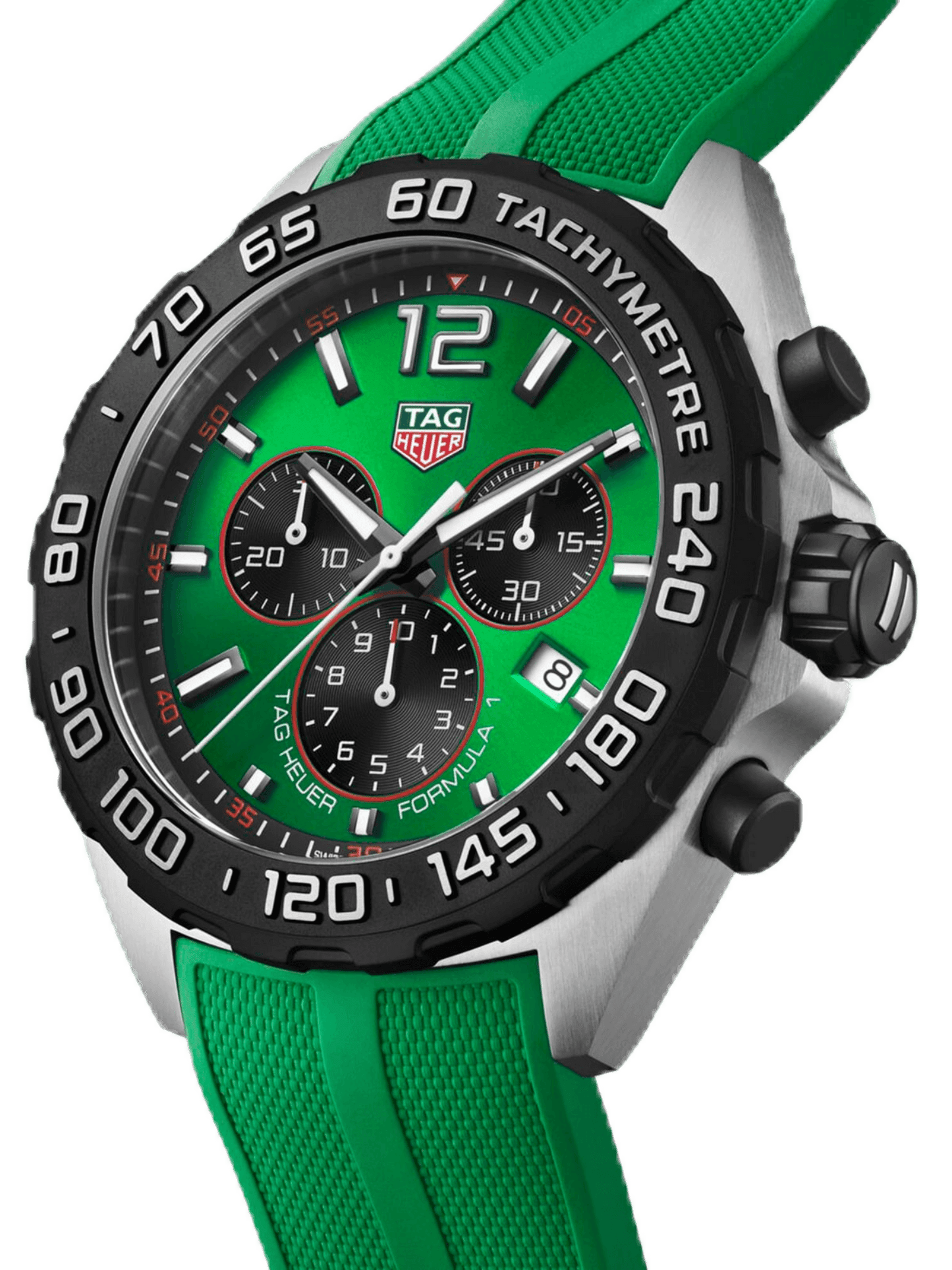 TAG Heuer Formula 1 Chronograph Quartz Green Dial & Rubber 43mm Men's Watch