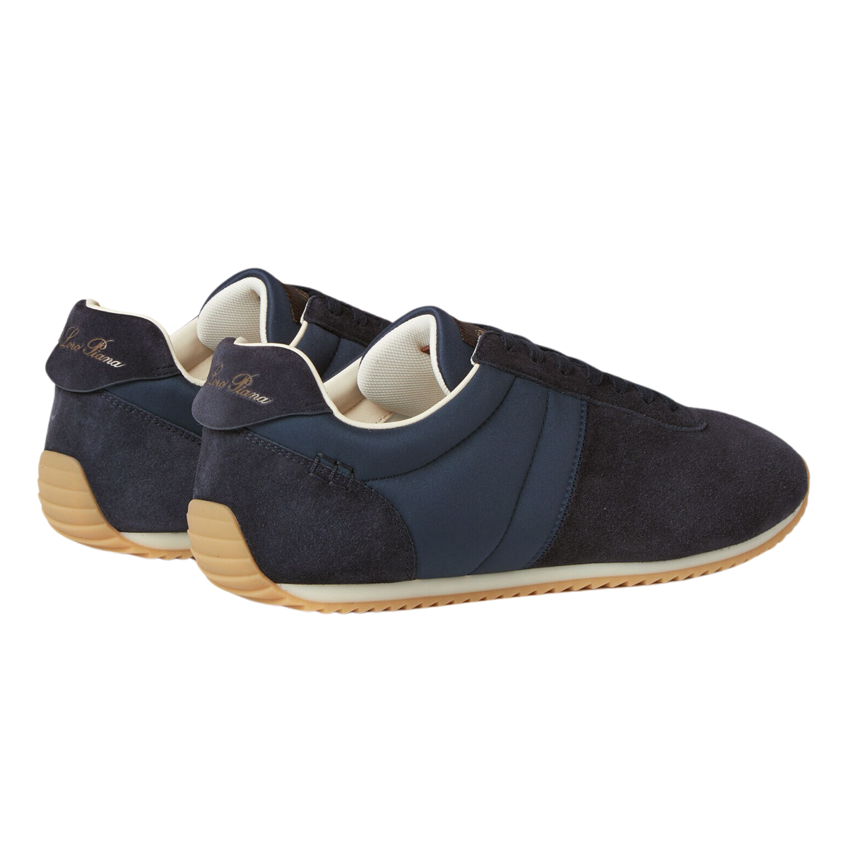 Loro Piana Women's Fast Walk Sneakers in Blue Navy, Rear View

