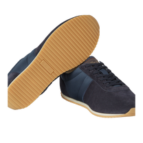 Loro Piana Women's Fast Walk Sneakers in Blue Navy, Gum Rubber Sole View


