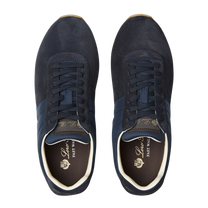 Loro Piana Women's Fast Walk Sneakers in Blue Navy, Top View

