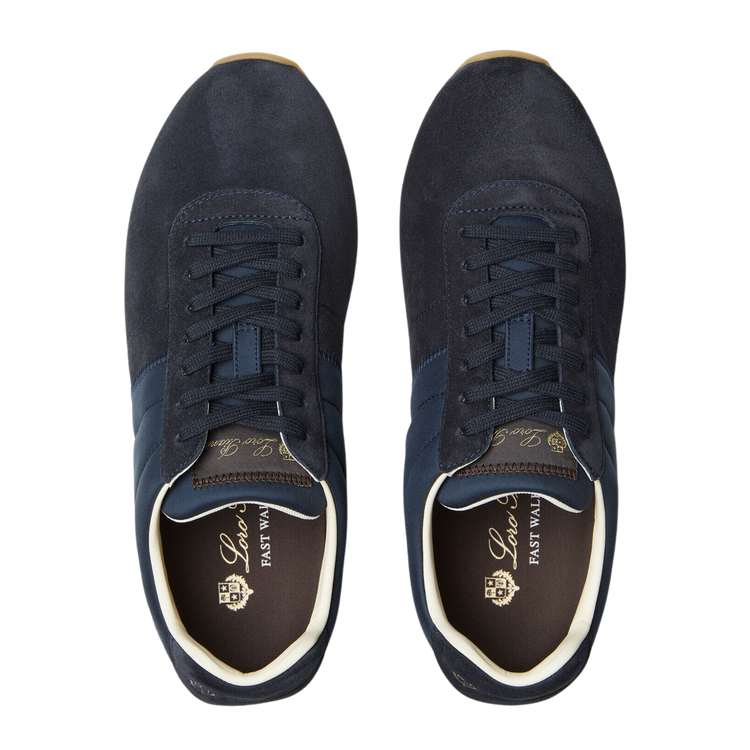 Loro Piana Women's Fast Walk Sneakers in Blue Navy, Top View

