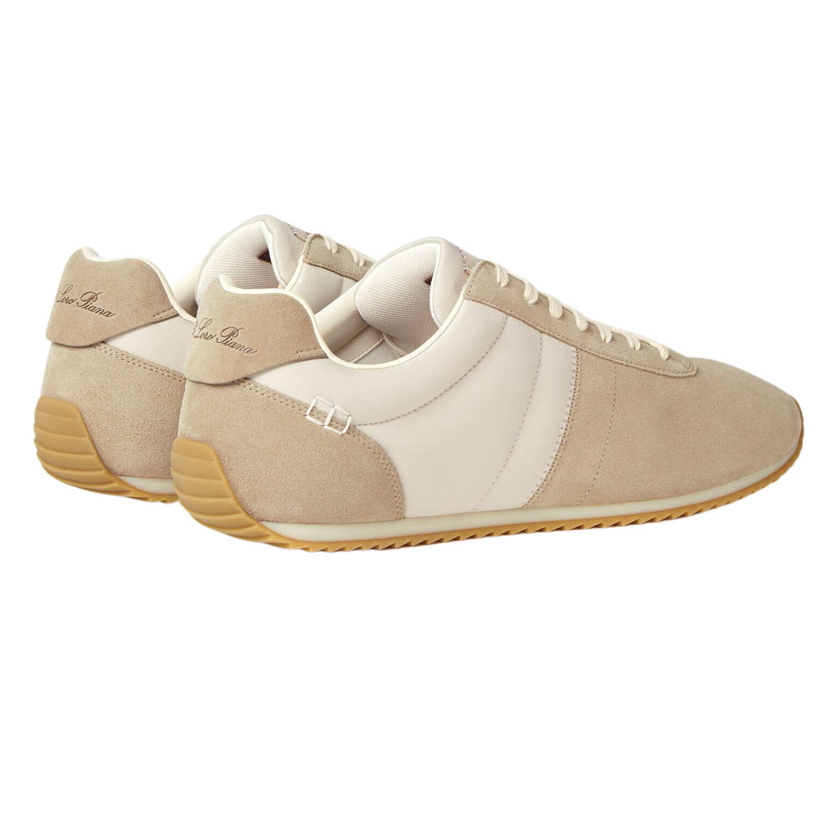 Loro Piana Men's Fast Walk Sneakers in Maple/Dark Wheat, Rear View