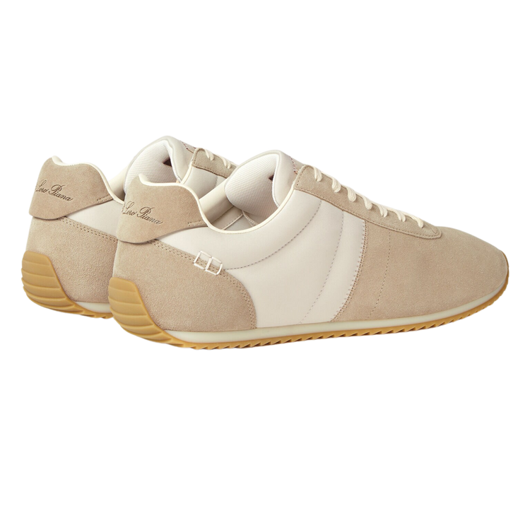 Loro Piana Men's Fast Walk Sneakers in Maple/Dark Wheat, Rear View