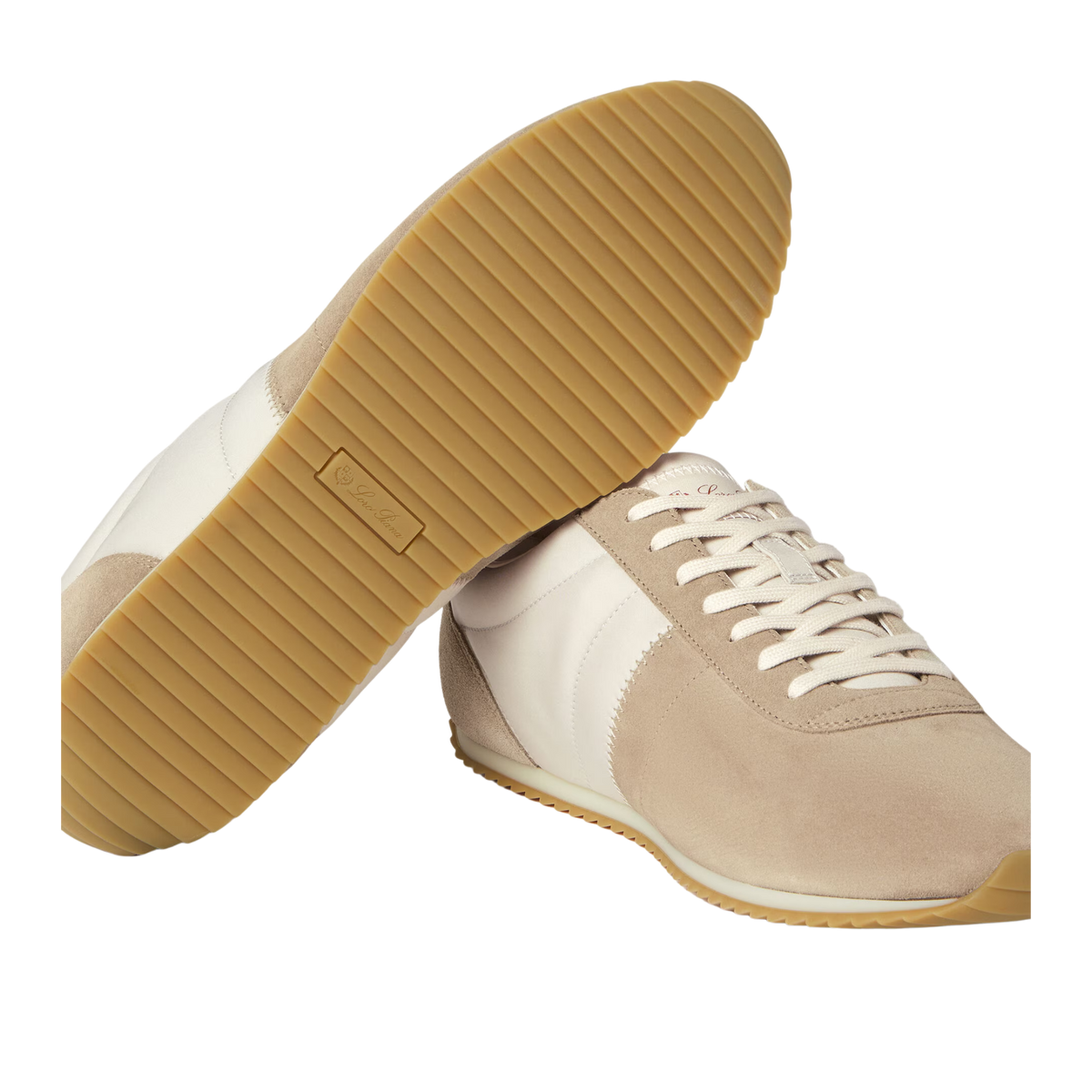 Loro Piana Men's Fast Walk Sneakers in Maple/Dark Wheat, Gum Rubber Sole View