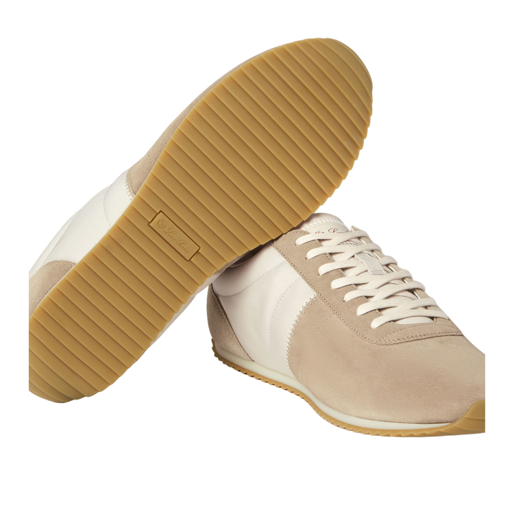 Loro Piana Men's Fast Walk Sneakers in Maple/Dark Wheat, Gum Rubber Sole View