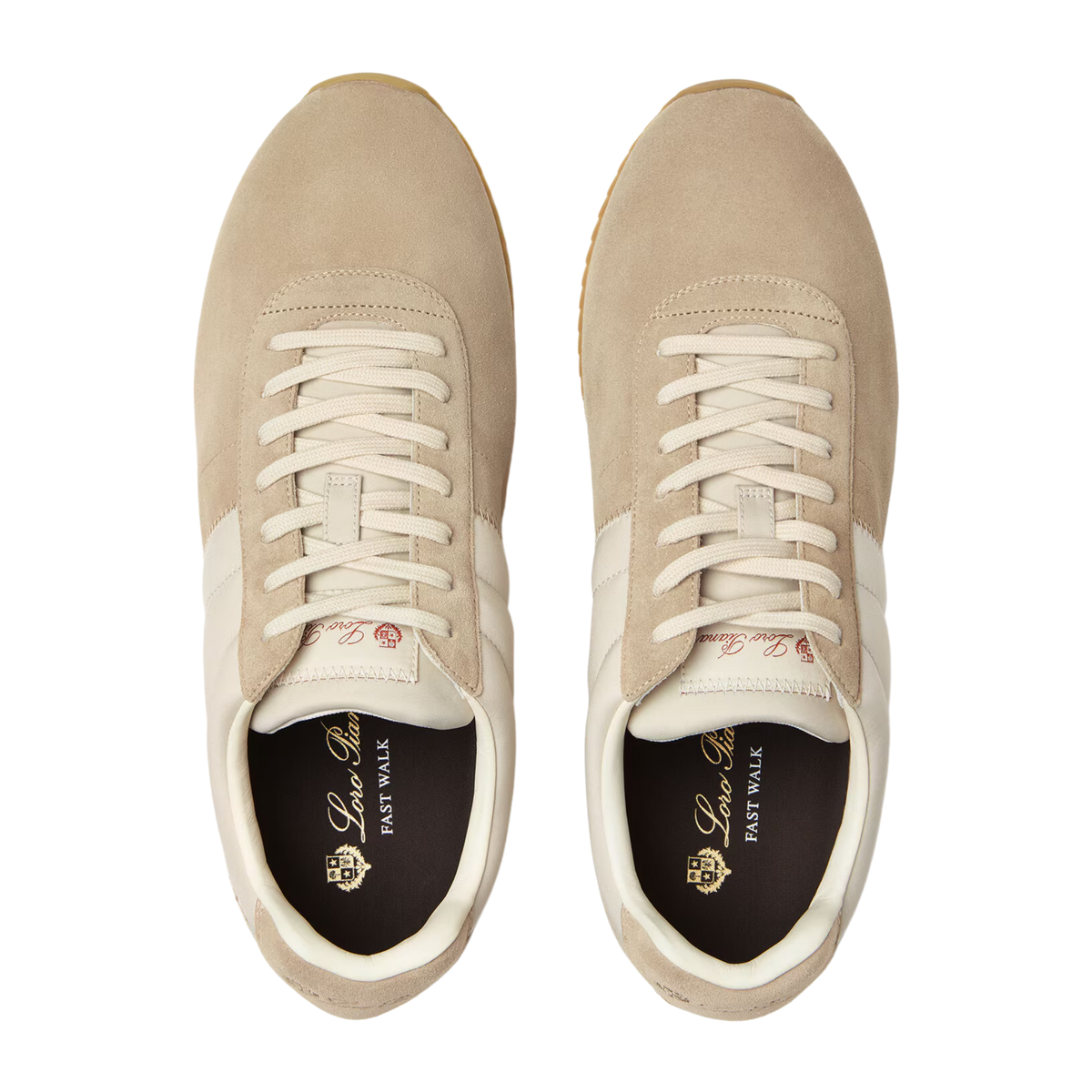 Loro Piana Men's Fast Walk Sneakers in Maple/Dark Wheat, Top View