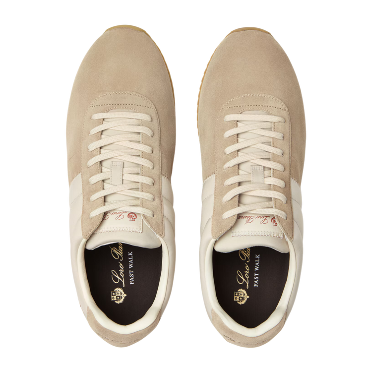 Loro Piana Men's Fast Walk Sneakers in Maple/Dark Wheat, Top View