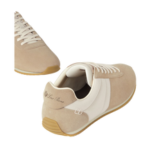 Loro Piana Men's Fast Walk Sneakers in Maple/Dark Wheat, Angled Front and Rear View