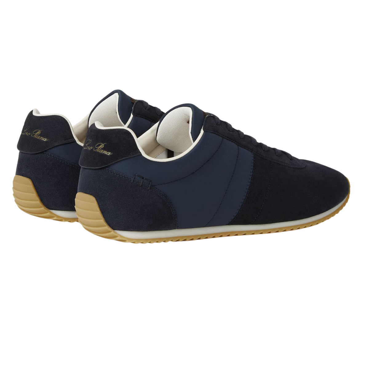 Loro Piana Men's Fast Walk Sneakers in Blue Navy, Rear View
