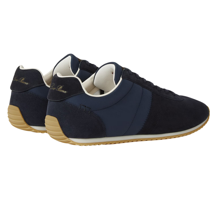 Loro Piana Men's Fast Walk Sneakers in Blue Navy, Rear View
