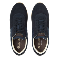 Loro Piana Men's Fast Walk Sneakers in Blue Navy, Top View