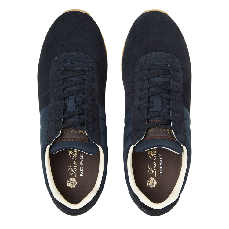 Loro Piana Men's Fast Walk Sneakers in Blue Navy, Top View