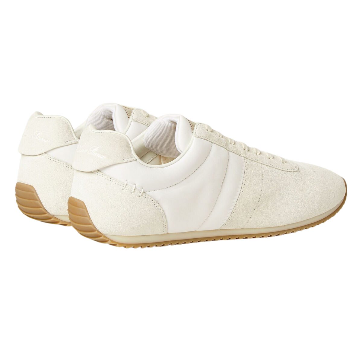 Loro Piana Men's Fast Walk Sneakers in White, Rear View