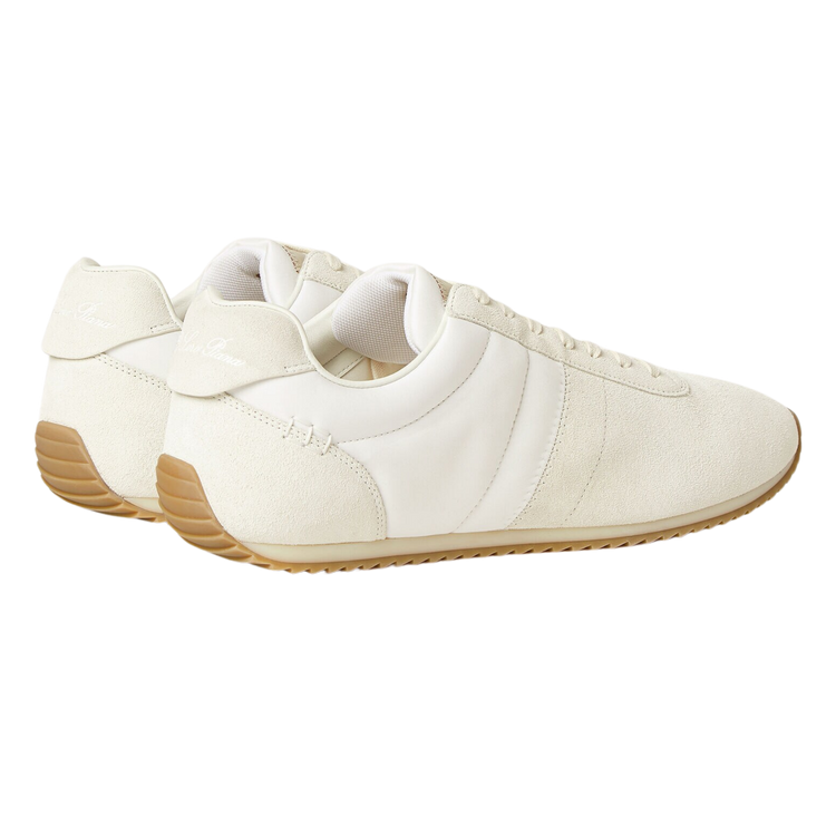 Loro Piana Men's Fast Walk Sneakers in White, Rear View