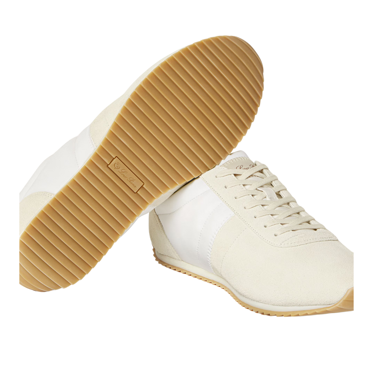 Loro Piana Men's Fast Walk Sneakers in White, Gum Rubber Sole View