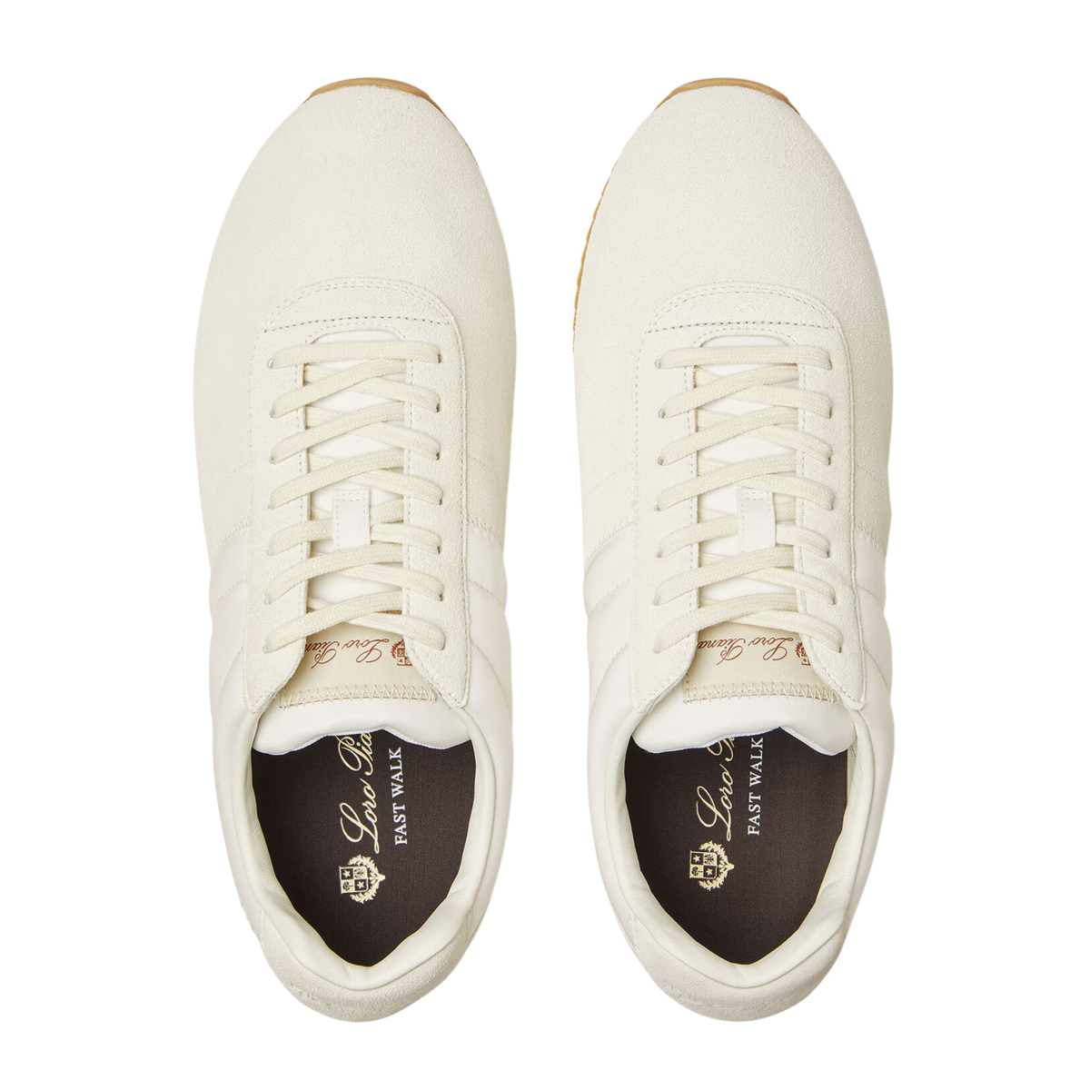 Loro Piana Men's Fast Walk Sneakers in White, Top View