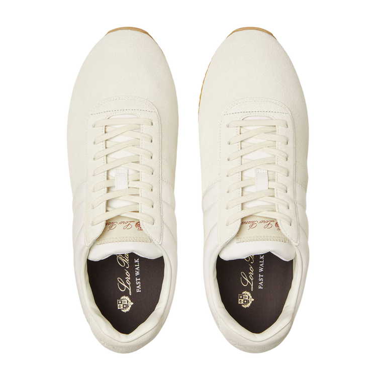 Loro Piana Men's Fast Walk Sneakers in White, Top View