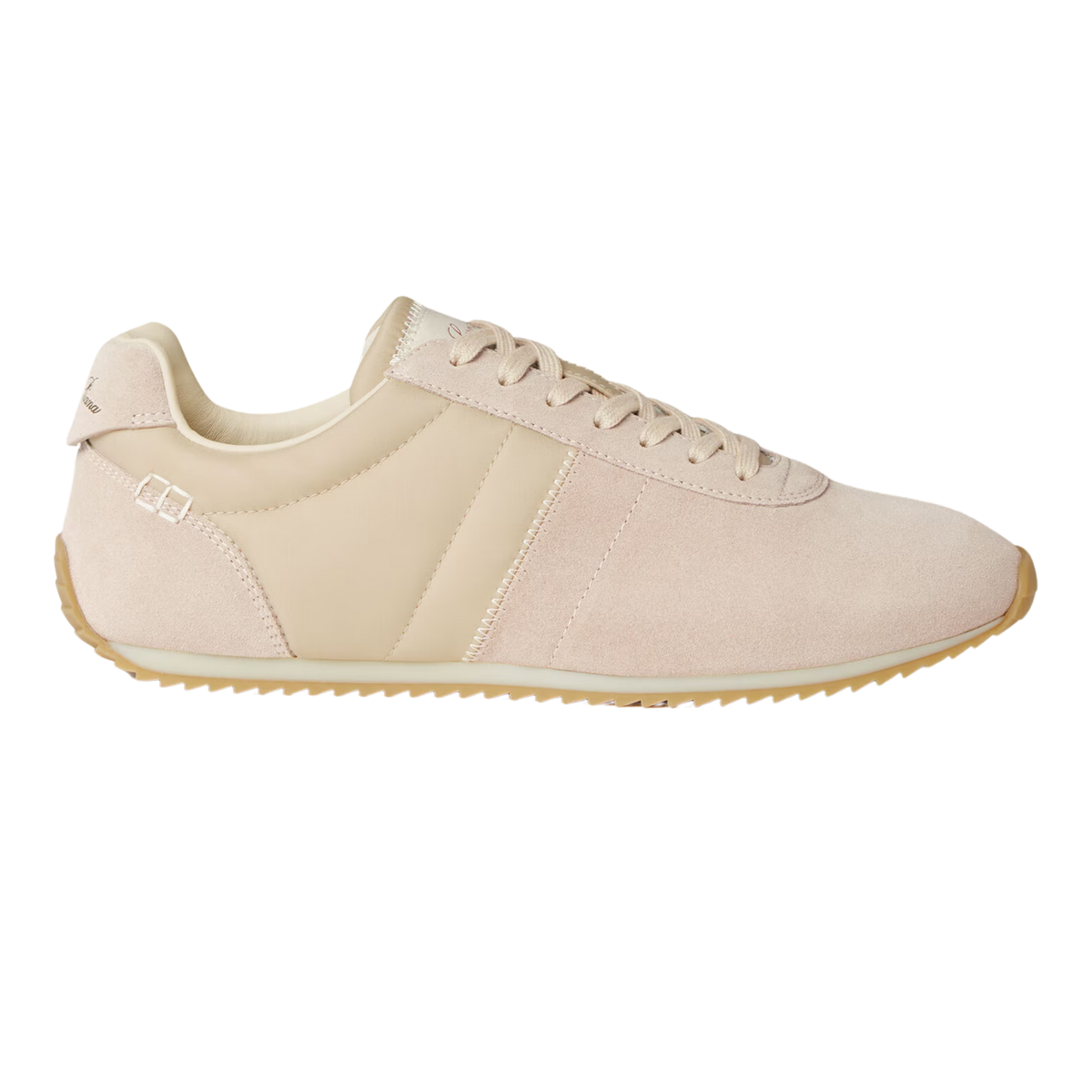 Loro Piana Women's Fast Walk Sneakers in Sand Shell/Light Rose Dust, Side View